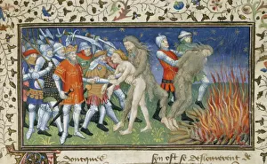 Wild Prints: Alexander burns a wild man, early 15th century. Creator: Unknown