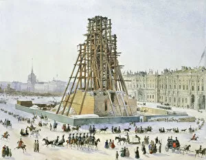 Images Dated 10th February 2011: The Alexander Column in scaffolds, 1833