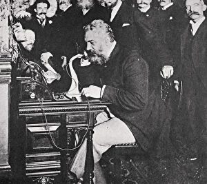 Alexander Graham Bell Gallery: Alexander Graham Bell makes the first telephone call between New York and Chicago, USA, 1892