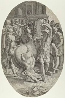 Davent Leon Collection: Alexander Mastering Bucephalus, ca. 1540-45. Creator: Leon Davent