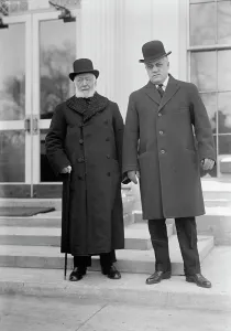 Alexander Mitchell Palmer, Rep. from Pennsylvania, right, with R. B. Dixon, 1914. Creator: Harris & Ewing. Alexander Mitchell Palmer, Rep. from Pennsylvania, right, with R. B. Dixon, 1914. Creator: Harris & Ewing