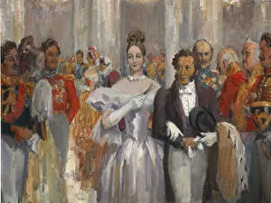 State Central Literary Museum Gallery: Alexander Pushkin with his wife at the ball. Creator: Ulyanov, Nikolai Pavlovich (1875-1949)