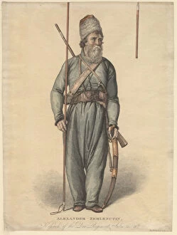 Alexander Zemlyanukhin, cossack of the Don Regiment, ca 1813. Artist: Anonymous