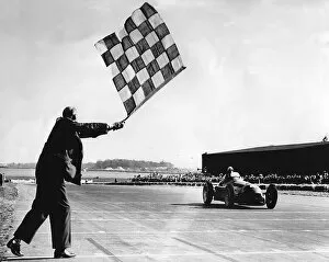 Northamptonshire Gallery: Alfa Romeo, Giuseppe Farina takes chequered flag, British Grand Prix at Silverstone 1950