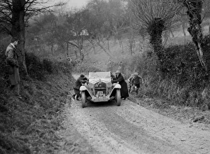 Kd Evans Prints: Alfa Romeo of KD Evans getting a push at the NWLMC London-Gloucester Trial, 1931