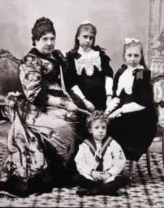 19th 20th Centuries Prints: Alfonso XIII, King of Spain. (1886-1941) the King when was a child with his ??sisters