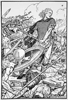 Norse Gallery: Alfred the Great at the Battle of Ashdown, 871 (1913). Artist: Morris Meredith Williams