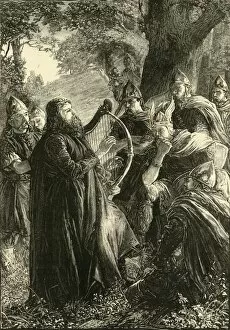 Alfred the Great, Disguised as a Harper, Playing Before Guthrum, (878), 1890. Creator: Unknown
