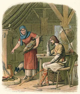 James William Edmund Gallery: Alfred in the neatherds cottage, c878 (1864). Artist: James William Edmund Doyle