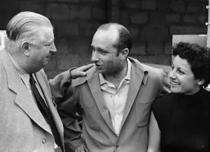 Success Prints: Alfred Neubauer with Juan Manuel Fangio and his wife, c1954-c1955