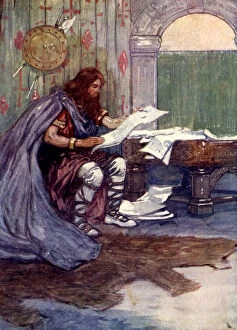 Alfred found much pleasure in reading, 9th century, (1905).Artist: A S Forrest