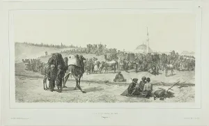 Camel Train Prints: Ali-Pacha Meiden, Smyrna, 1837. Creator: Auguste Raffet
