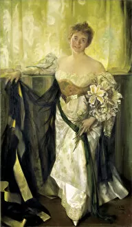 Bouquet Gallery: Alice Barney in White Satin, 1894. Creator: Hubert Vos