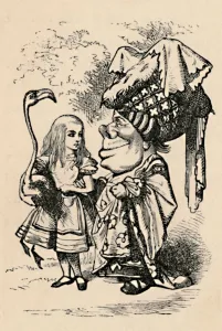 Duchess Prints: Alice carrying the stork, and talking to the Duchess, 1889. Artist: John Tenniel