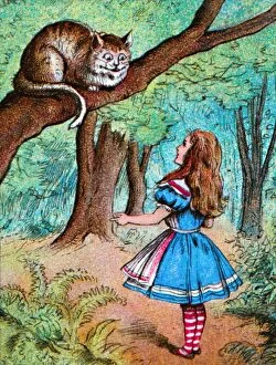 Lantern Slide Gallery: Alice and the Cheshire Cat, c1910. Artist: John Tenniel