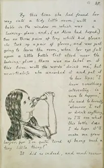 Dodgson Prints: Alice about to drink from a bottle, c1862-c1864. Creator: Lewis Carroll