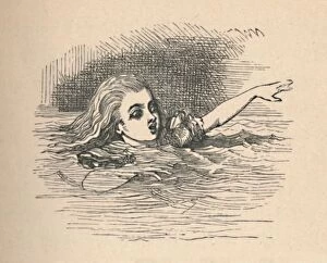 Fictional Character Gallery: Alice in a sea of tears, 1889. Artist: John Tenniel