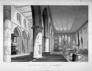 Billings Prints: All Hallows-by-the-Tower Church, London, c1837. Artist: John Le Keux
