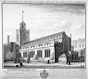 Graveyard Collection: All Hallows-by-the-Tower Church, London, 1736. Artist: William Henry Toms
