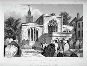 John Le Keux Gallery: All Hallows-by-the-Tower Church, London, 1837. Artist: John Le Keux