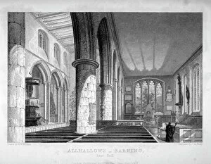 John Le Keux Gallery: All Hallows-by-the-Tower Church, London, c1837. Artist: John Le Keux