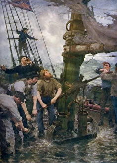 Anxious Collection: All Hands to the Pumps, 1888-1889, (1912).Artist: Henry Scott Tuke