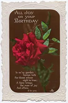 Birthday Card Prints: All Joy on your Birthday, 1930s. Creator: Unknown