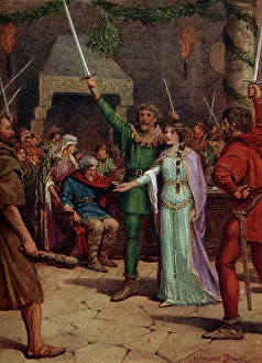 Raphael Tuck And Sons Prints: We All Stand By Sir Guy!, 1932. Creator: Howard Davie