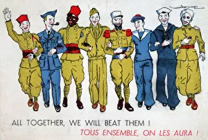 All Together, We Will Beat Them!, 2nd World War postcard, c1941-1944. Artist: Jean Loup