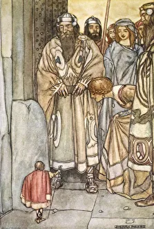 Thomas William Rolleston Prints: They all trooped out, lords and ladies, to view the wee man, c1910