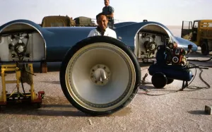 Record Breaking Prints: Allan Dougherty, support crew member for Bluebird CN7 World Land Speed Record attempt
