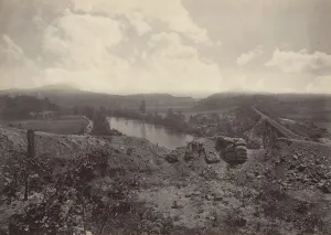Sandbags Prints: Allatoona from the Etawah, 1860s. Creator: George N. Barnard