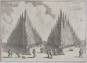 Triangle Prints: Three allees separated by two groups of trees in pointed configurations