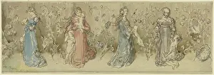 Pastel Prints: Four allegorical female figures, 1875. Creator: Wilhelm Busch