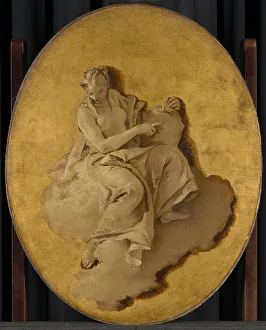 Tiepoli Giovanni Battista Prints: Allegorical Figure of a Woman with a Shield or a Mirror (Prudence?)
