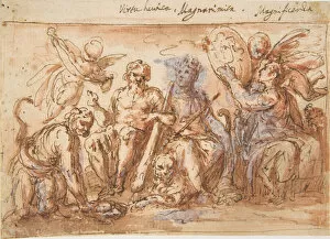 Fame Collection: Allegorical Figures: Force, Hercules Strangling the Hydra, Plenty, and Fame, 1600-1650