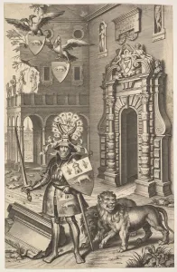 Galle Prints: Allegorical Portrait of Count Tassis illustration from Jean Jacques Chifflet