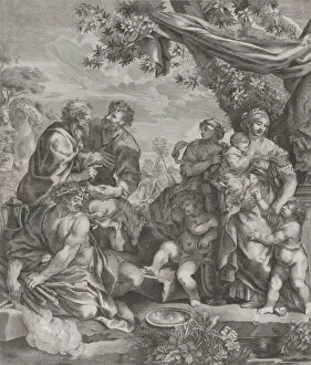 Berrettini Pietro Gallery: Allegorical scene with a sacrificial lamb, 1640-70. Creator: Giovanni Battista Bonacina