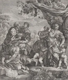 Pietro Berrettini Prints: Allegorical scene with a sacrificial lamb, 1640-70. Creator: Giovanni Battista Bonacina