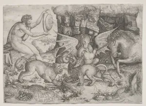 Allegorical Theme: Combat of Animals, c. 1515-1520. Creator: Master of the Beheading of St