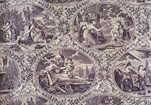 Angelica Kaufmann Collection: Allegorie al Amour (Homage to Love) (Furnishing Fabric), Nantes, c. 1815