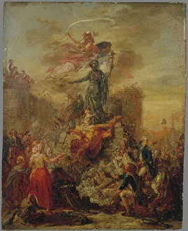 Lafayette Prints: Allégorie de la Liberté sur les ruines de la Bastille, c1789. Creator: Ecole Francaise