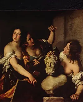 Bust Prints: Allegory of the Arts, 1640. Creator: Bernardo Strozzi