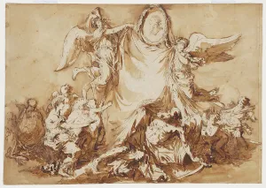 An Allegory of the Arts Vanquishing Time, Surmounted by a Medallion Portrait of... after 1780. Creator: André Jean Lebrun