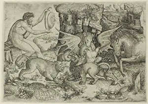 Unicorn Prints: Allegory: Combat of Animals in the Presence of Man with Shield