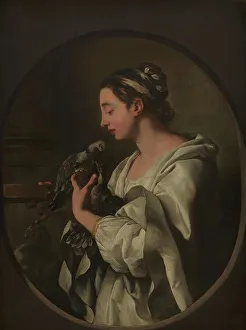 Detroy Jean Francois Prints: An Allegory, Conjugal Love'; Young Woman with two Doves