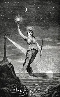 Electricity Prints: Allegory of Electric Light. From 'Physique et chimie populaires' by Alexis Clerc