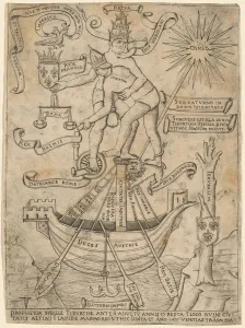 Pope Gallery: Allegory of the Emperor and the Pope, c. 1495. Creator: Unknown