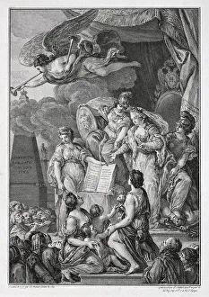 Choffard Prints: Allegory of the Empress Catherine II with the Text of Nakaz (Instructions)