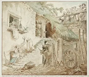 Chalk On Paper Prints: Allegory of the Fall of the Barry Family, c1774. Creator: Hubert Robert